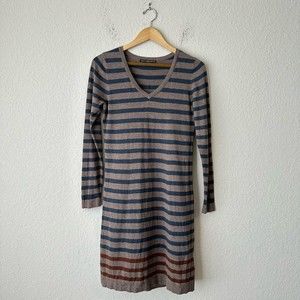 PERUVIAN CONNECTION Pomata Stripe Pima Cotton Sweater Dress Multicolor